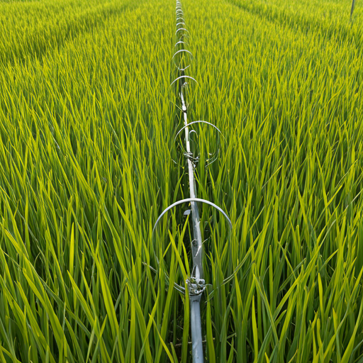 Lush green modern farm with automated drip irrigation